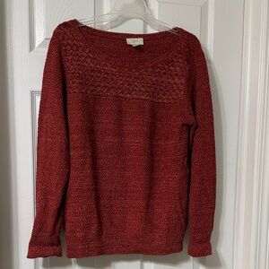 LOFT Rich Red Knit Crew Neck Sweater
